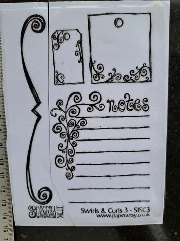 PAPERARTSY RUBBER STEMPEL NOTES SWIRLS CURLS JOURNAL PLANNER beschikbaar voor biedingen