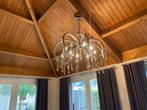 Te koop mooie zilveren hanglamp met kristallen glaspegels, Ophalen, Gebruikt, 50 tot 75 cm, Klassiek