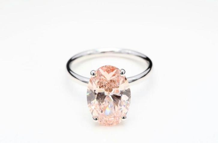 5.01ct Fancy Pink Lab Diamant Ring - 18K Goud, Sieraden, Tassen en Uiterlijk, Ringen, Nieuw, Dame, 17 tot 18, Roze, Goud, Met edelsteen