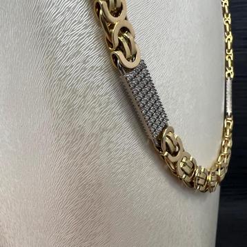 Prachtige 14 kt gouden massieve platte koningsketting 70 cm beschikbaar voor biedingen
