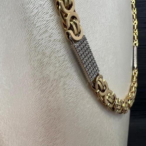Prachtige 14 kt gouden massieve platte koningsketting 70 cm, Sieraden, Tassen en Uiterlijk, Kettingen, Nieuw, Goud, Ophalen of Verzenden