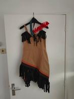 Indianen jurkje (maat 34) met hoofdbantje en rode veer, Maat 34 (XS) of kleiner, Zo goed als nieuw, Ophalen