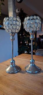 Set van 2 zilveren kandelaars, Huis en Inrichting, Woonaccessoires | Kussens, Ophalen of Verzenden, Zo goed als nieuw, Rond