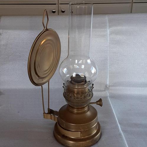 Oud olielampje koper voor aan de wand, met lont, Antiek en Kunst, Antiek | Lampen, Ophalen