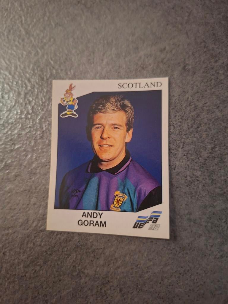 Panini sticker Euro 92 Zweden. Keeper Andy Goram Schotland., Verzenden, Zo goed als nieuw, Sticker