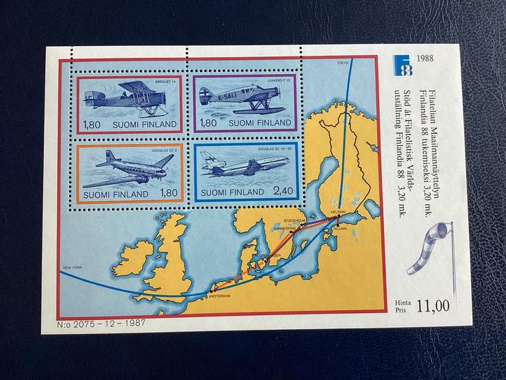 Finlandia 88 Vliegtuigen Postzegelvel - 1988, Postzegels en Munten, Postzegels | Nederland, Postfris, Ophalen of Verzenden