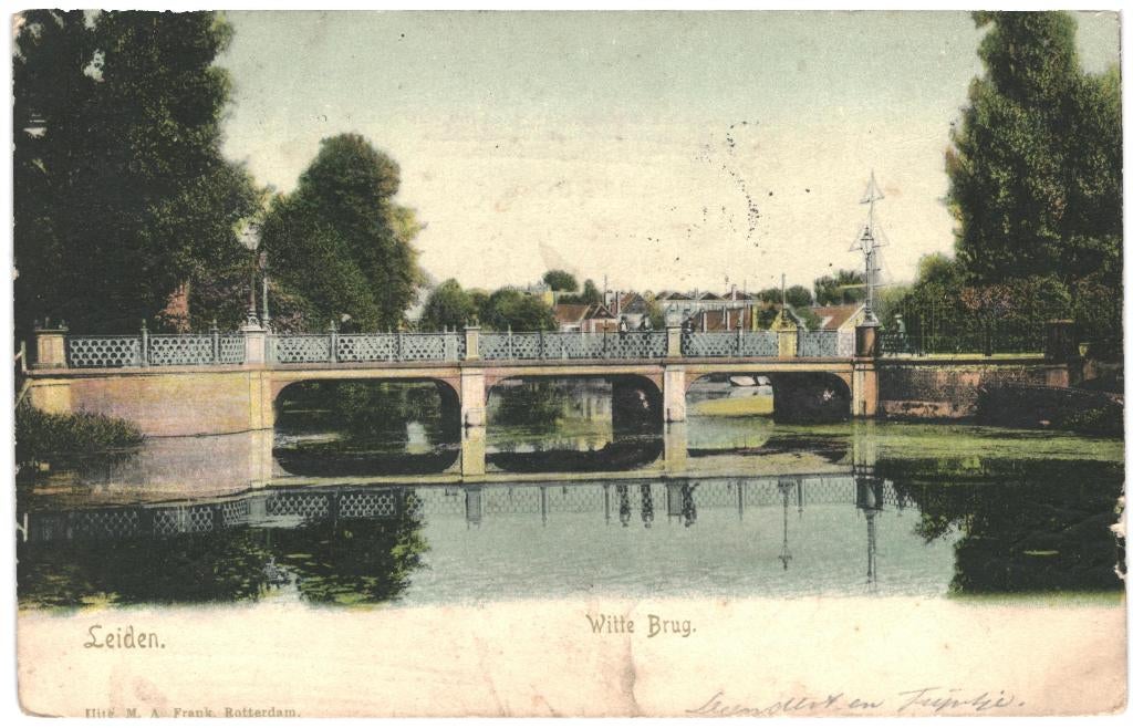 967262 Leiden Witte Brug 1903 Gelopen met zegel, Ophalen of Verzenden, Voor 1920, Gelopen, Zuid-Holland