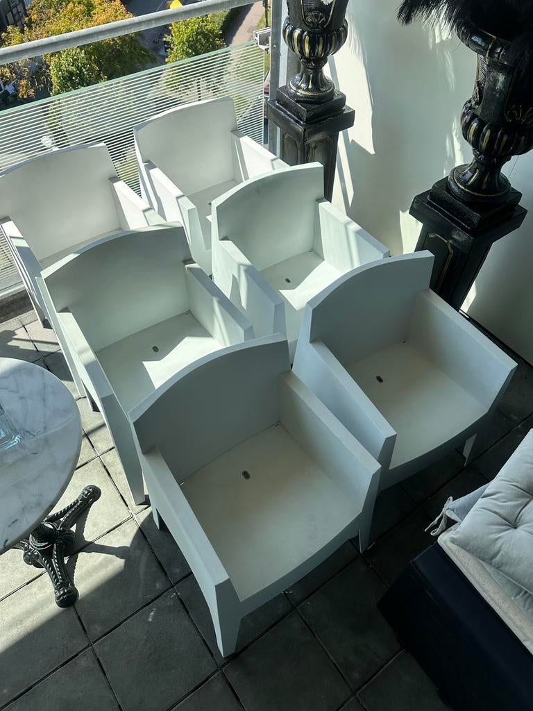 Philippe Starck Driade Toy stoelen wit 6x, Tuin en Terras, Tuinstoelen, Gebruikt, Kunststof, Stapelbaar, Ophalen