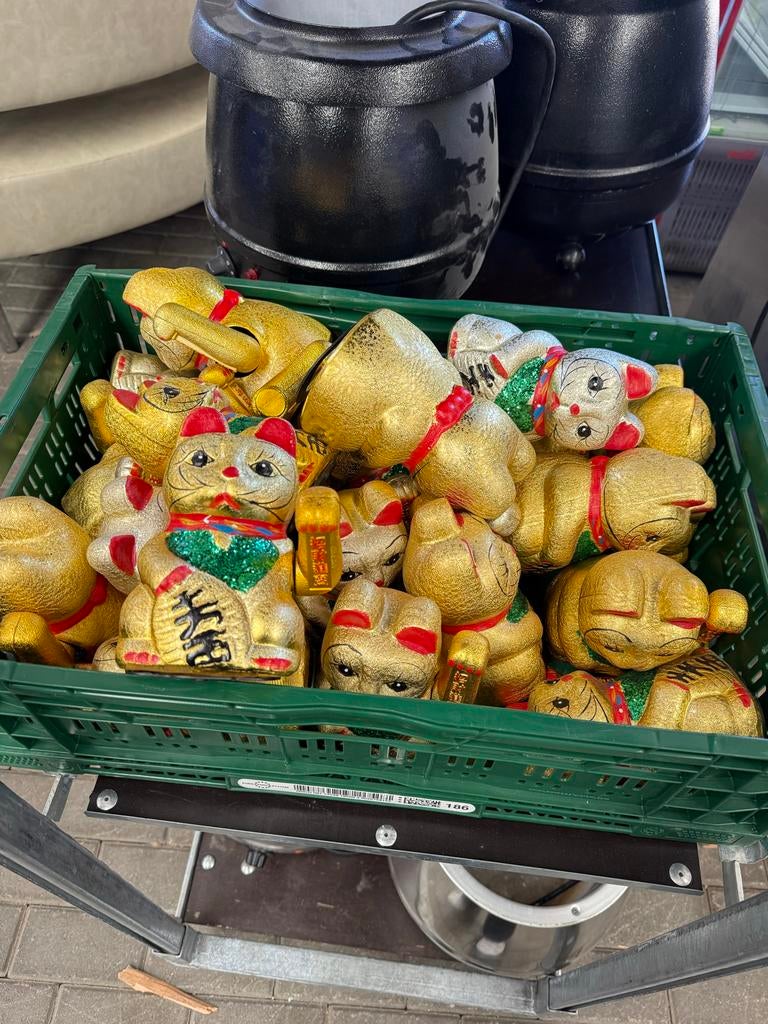 40x Maneki Neko Gelukskatjes op batterij - Decoratie, Ophalen, Gebruikt, Kunststof, Oosters