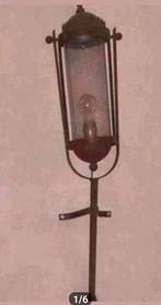 2 bruine smeedijzeren lantaarn wandlampen 95 cm hoog, Ophalen, Zo goed als nieuw, Glas, Brocante