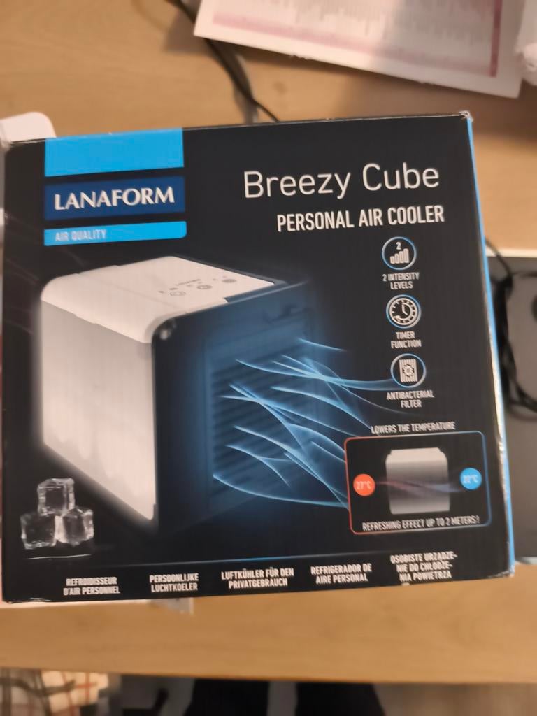 Lanaform Breezy Cube persoonlijke luchtkoeler, Witgoed en Apparatuur, Airco's, Ophalen of Verzenden, Refurbished, Koelen en Ontvochtigen