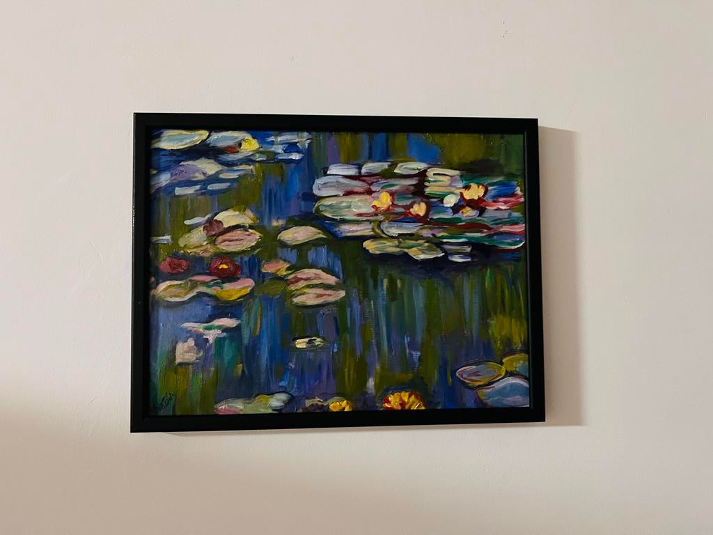 Olieverfschilderij Monet Waterlelies - 30x40cm, Ophalen of Verzenden