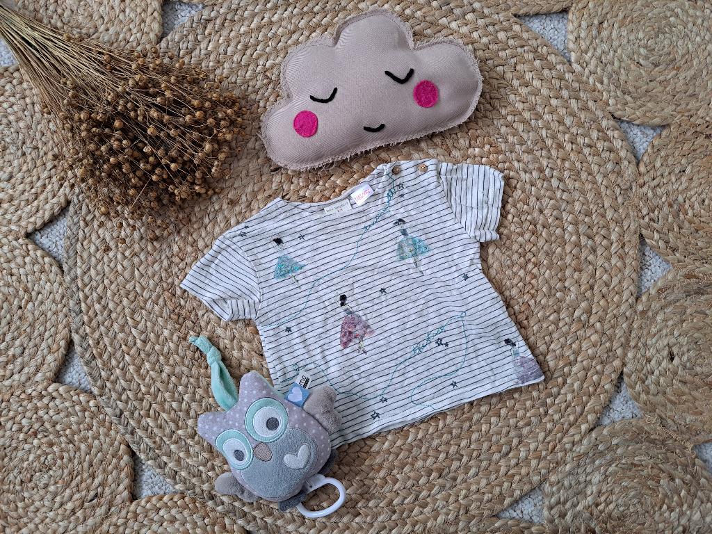 Zara shirtje met ballerina's maat 68, Kinderen en Baby's, Babykleding | Maat 68, Meisje, Ophalen of Verzenden, Zo goed als nieuw