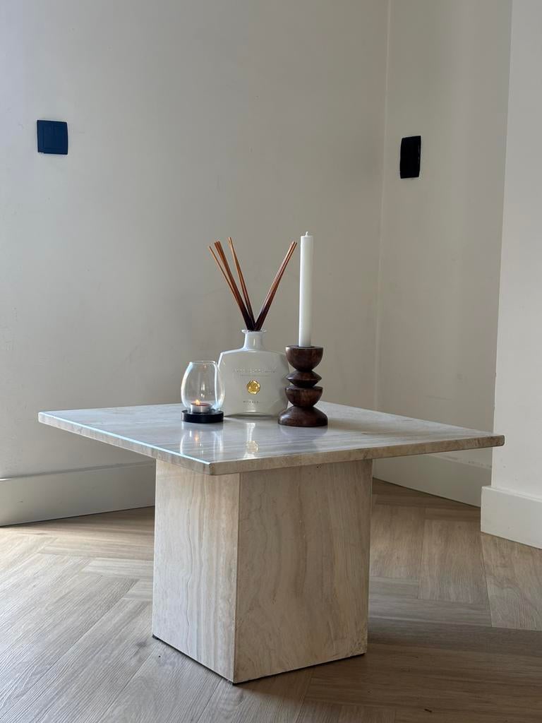 Travertin salontafel/bijzettafel eichholtz design, Huis en Inrichting, Tafels | Salontafels, Overige materialen, 50 tot 100 cm