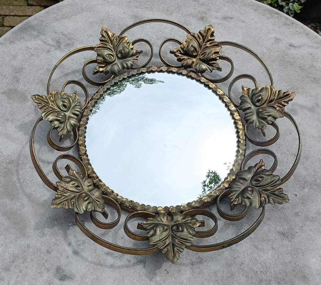 Hollywood regency style butlers eye spiegel Deknudt?, Ophalen of Verzenden, Rond, Minder dan 50 cm, Minder dan 100 cm