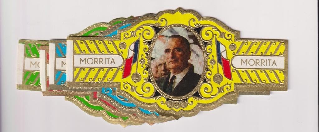 sigarenbanden - MORRITA - PRESIDENT POMPIDOU, Verzamelen, Ophalen of Verzenden, Zo goed als nieuw, Sigarenbandjes