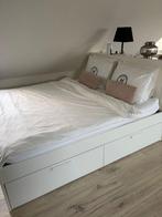 IKEA Brimnes bed 180x200 compleet, Ophalen, Gebruikt, Wit, Tweepersoons