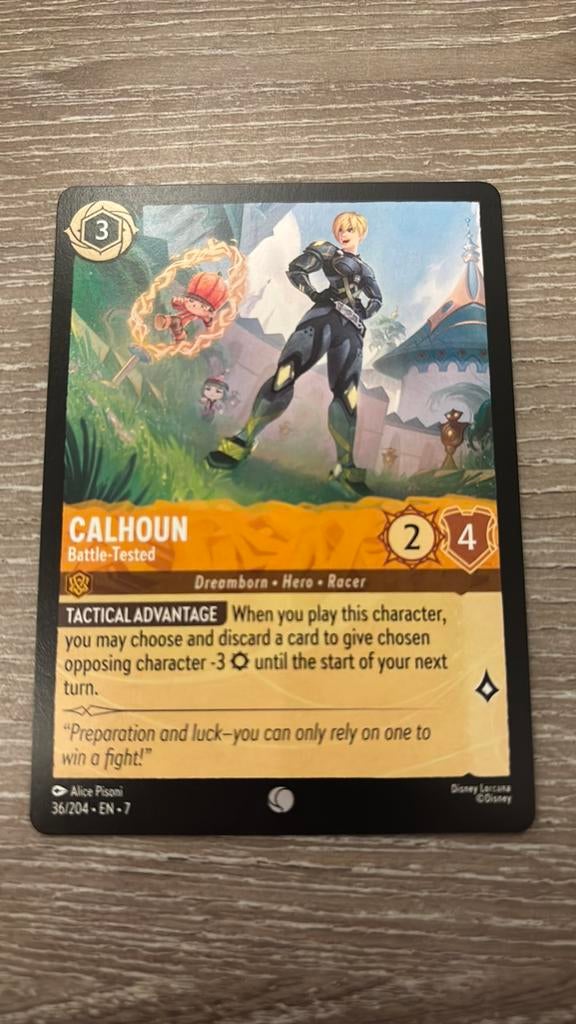 Disney Lorcana Calhoun battle-tested 36-204 7ARI nonfoil, Ophalen of Verzenden, Zo goed als nieuw, Losse kaart