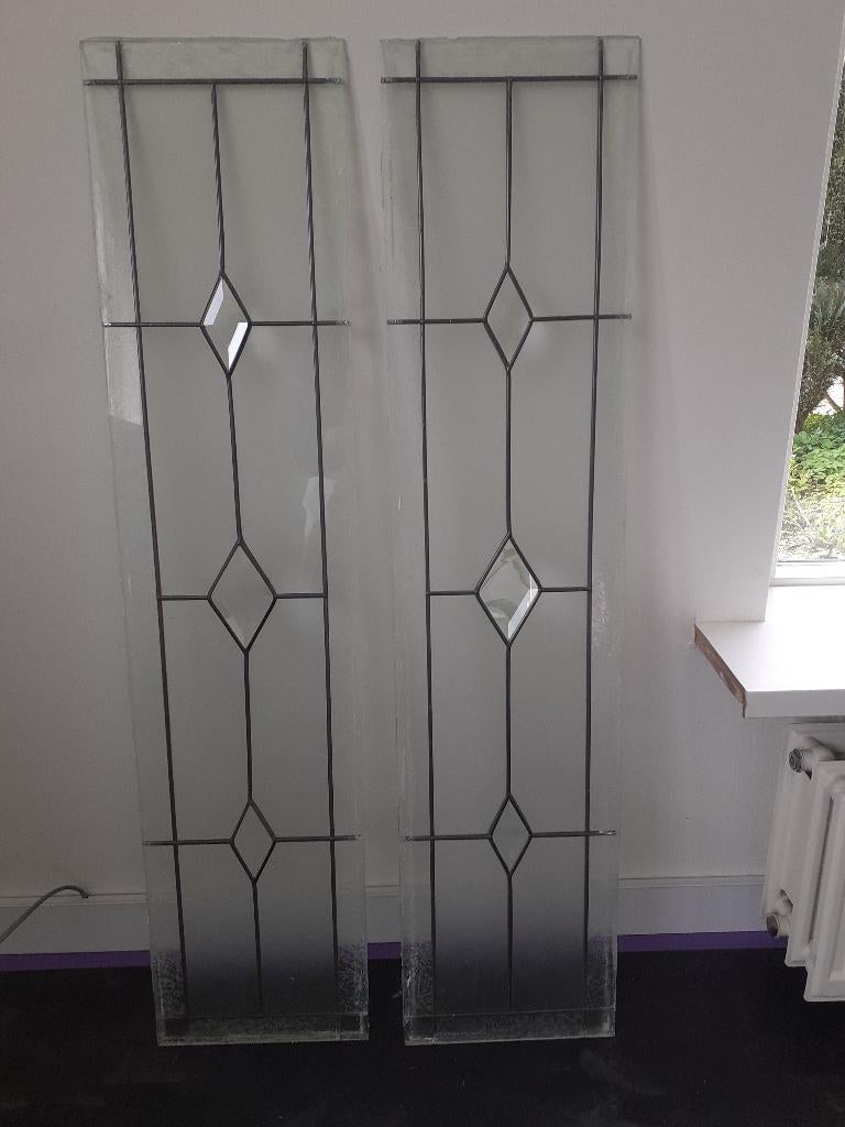 Nostalgisch glas in lood deurramen, Ophalen, Gebruikt, Minder dan 80 cm, Glas in lood