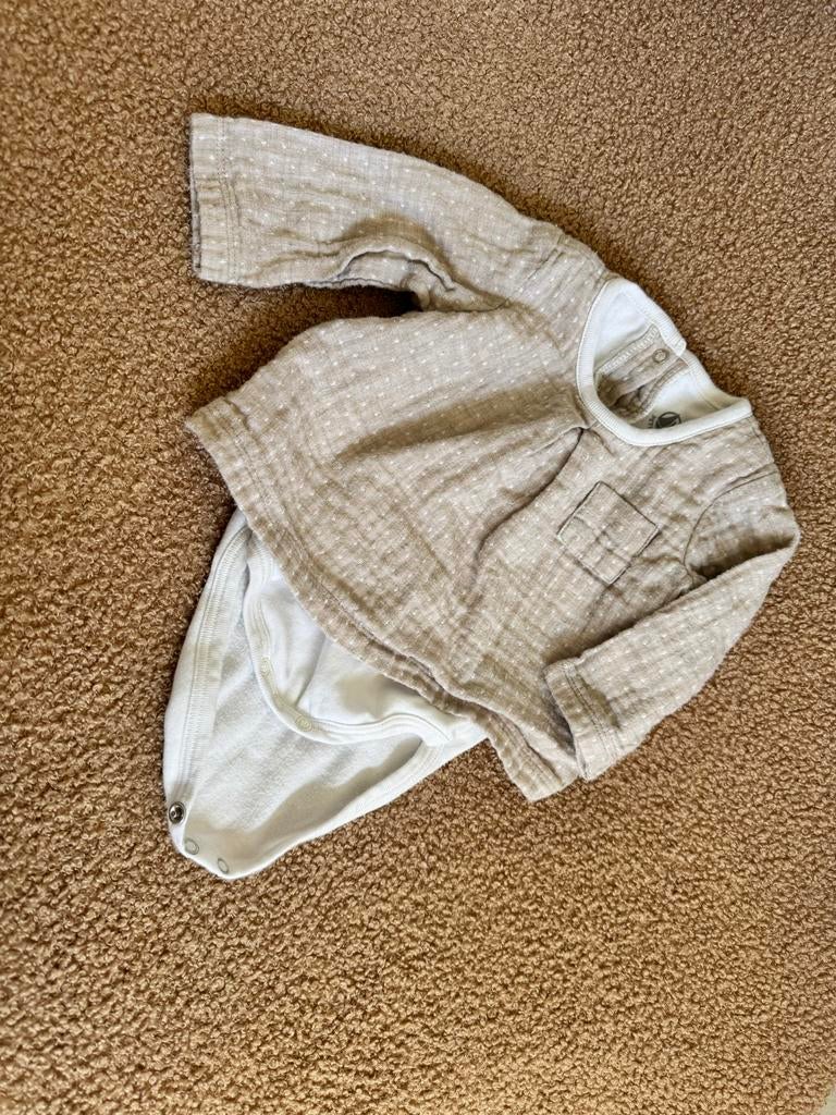 Petit Bateau romper jurkje met lange mouwen 3m/60cm, Kinderen en Baby's, Ophalen of Verzenden, Zo goed als nieuw, Jongetje of Meisje