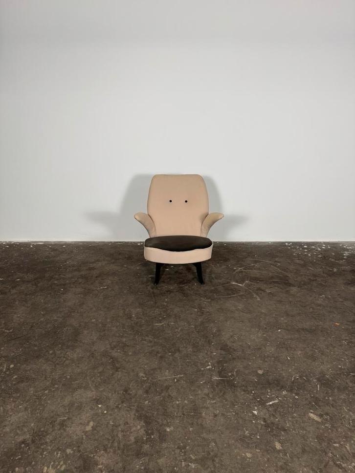 Artifort Pinguin fauteuil Theo Ruth beige/zwart, Huis en Inrichting, Fauteuils, Zo goed als nieuw, 75 tot 100 cm, Ophalen