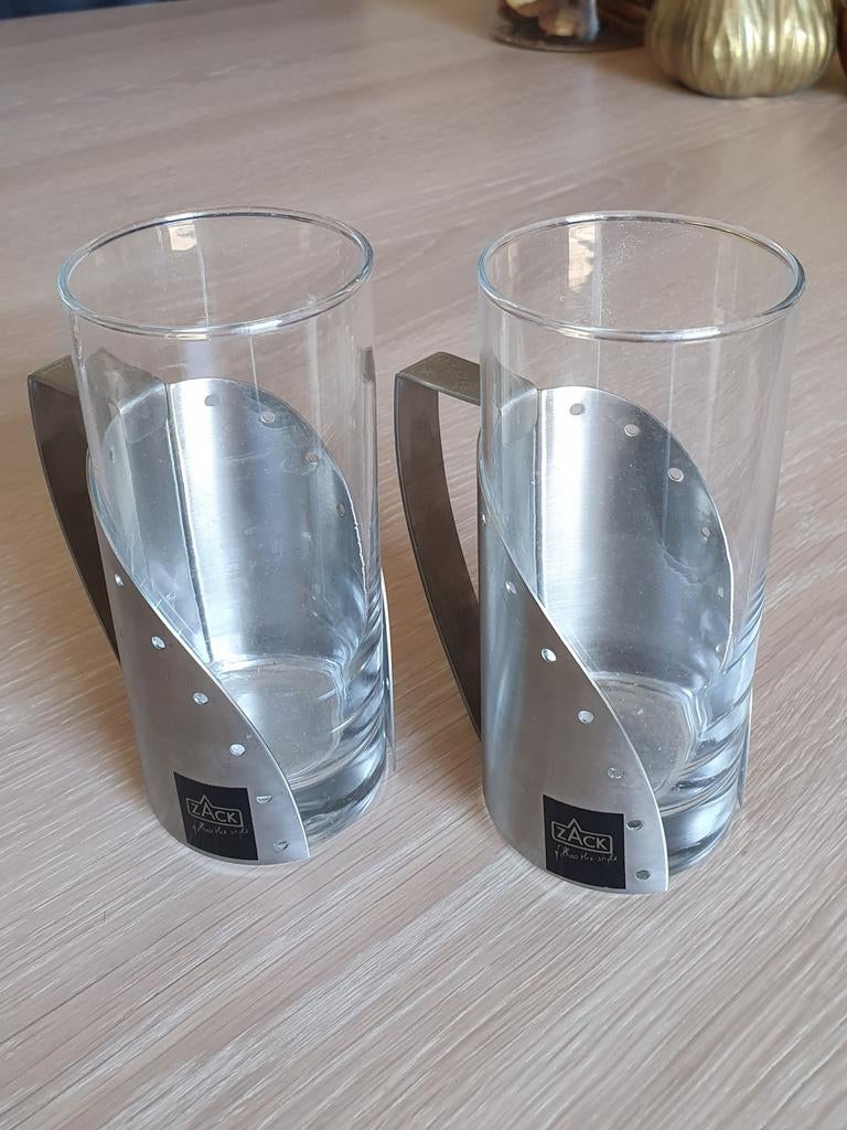 2 Zack Theeglazen, Ophalen of Verzenden, Overige materialen, Minder dan 25 cm