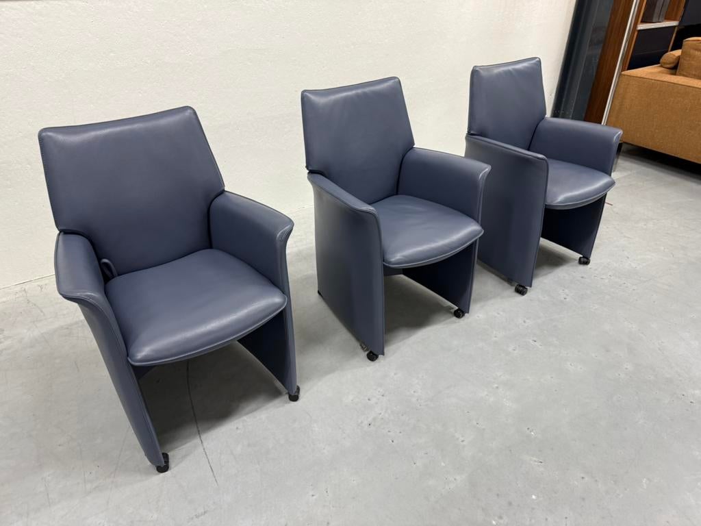 3 Nieuw Leolux Tamarinde Eetkamerstoel Senso Tempest Stoel, Leolux, Drie, Blauw, Nieuw