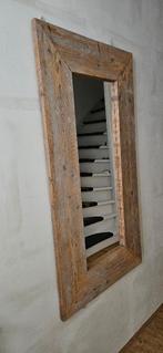 Spiegel met steigerhout lijst, Ophalen, 100 tot 150 cm, Zo goed als nieuw, Rechthoekig
