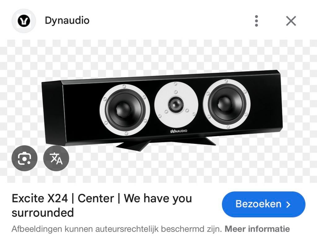 Op zoek naar Dynaudio Exite X24, Audio, Tv en Foto, Luidsprekers, Zo goed als nieuw, Center speaker, 120 watt of meer, Overige merken