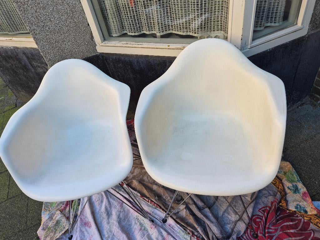 Twee moderne Kuip stoelen design, wit, identiek, Ophalen, Gebruikt, Twee, Wit