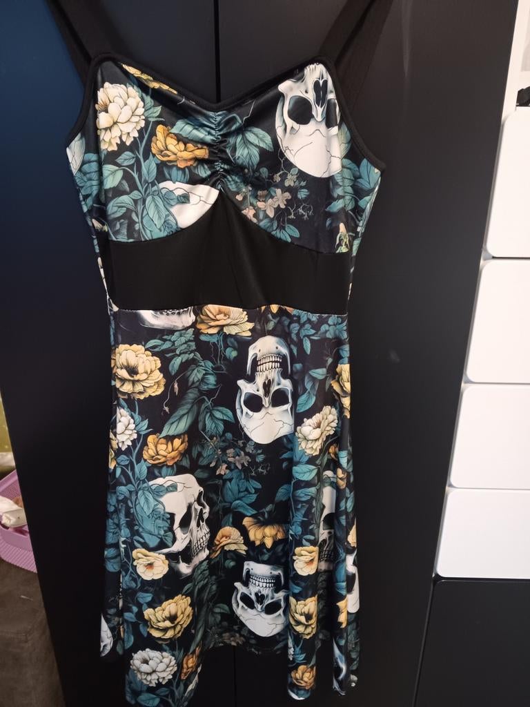 Gothic Zomerjurkje maat xs, Zwart, Boven de knie, Ophalen, Maat 38/40 (M)