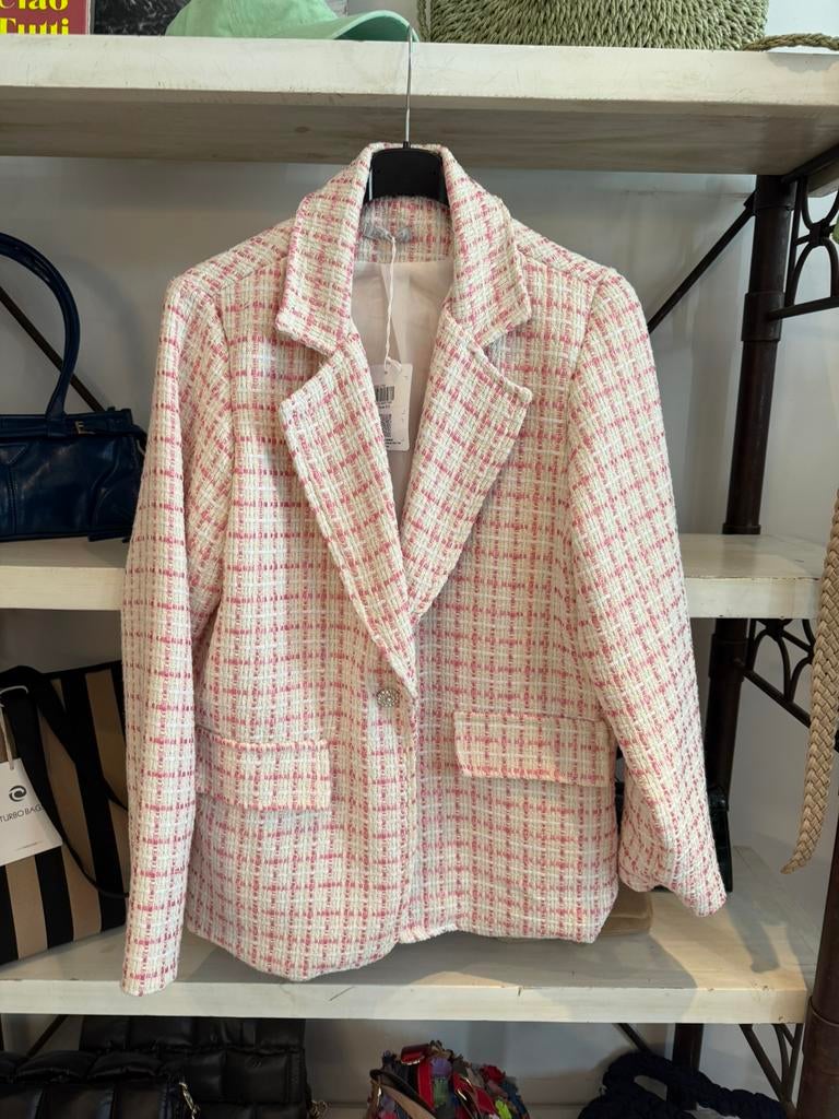 nieuw!! Mooie blazer ecru/rose, Kleding | Dames, Ophalen of Verzenden, Nieuw, Maat 38/40 (M), Roze