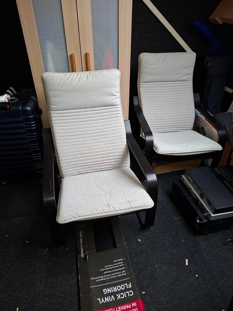 Te koop: 2 stuks fauteuils, IKEA, "POANG", Ophalen, Gebruikt, 75 tot 100 cm, 50 tot 75 cm