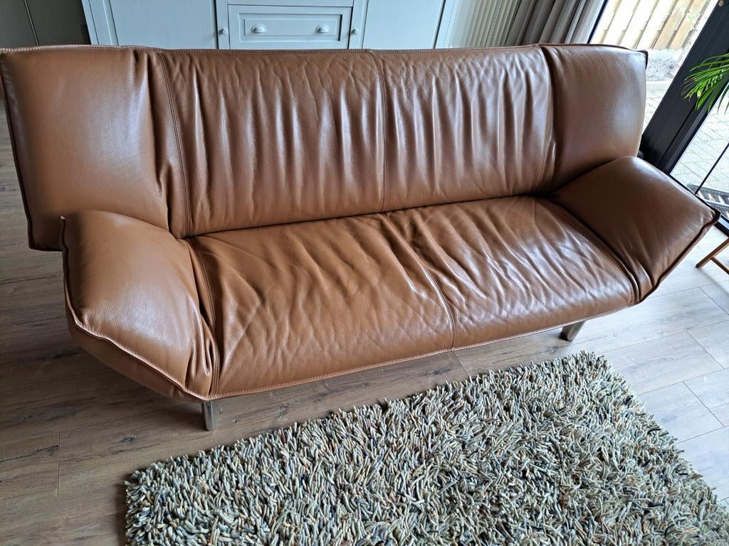 Leolux 3-zits lederen bank - Gebruikt, mooie staat, Ophalen, Gebruikt, Driepersoons, Leer
