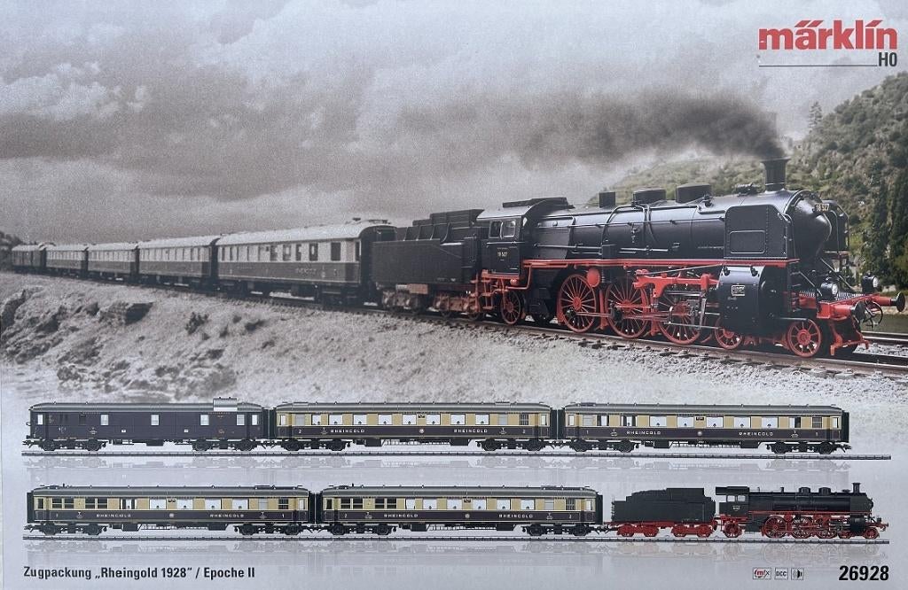 Marklin H0 26928 6 delige treinset Rheingold 1928 van de DRG, Wisselstroom, Treinset, Nieuw, Ophalen of Verzenden
