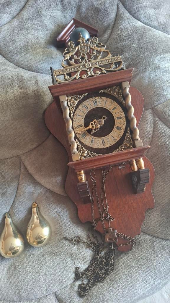 Zaanse wandklok met kettingen en gewichten, Antiek en Kunst, Ophalen