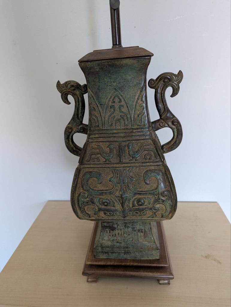 Chinese grote bronzen lamp, Antiek en Kunst, Kunst | Niet-Westerse kunst, Ophalen