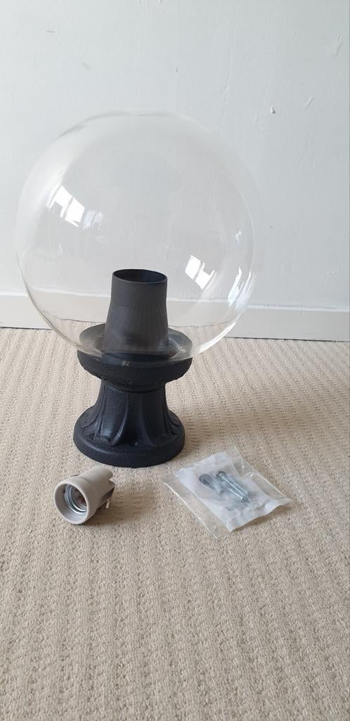 Staande buitenlamp met glazen bol, Tuin en Terras, Buitenverlichting, Kunststof, Minder dan 50 watt, Staande lamp, Nieuw