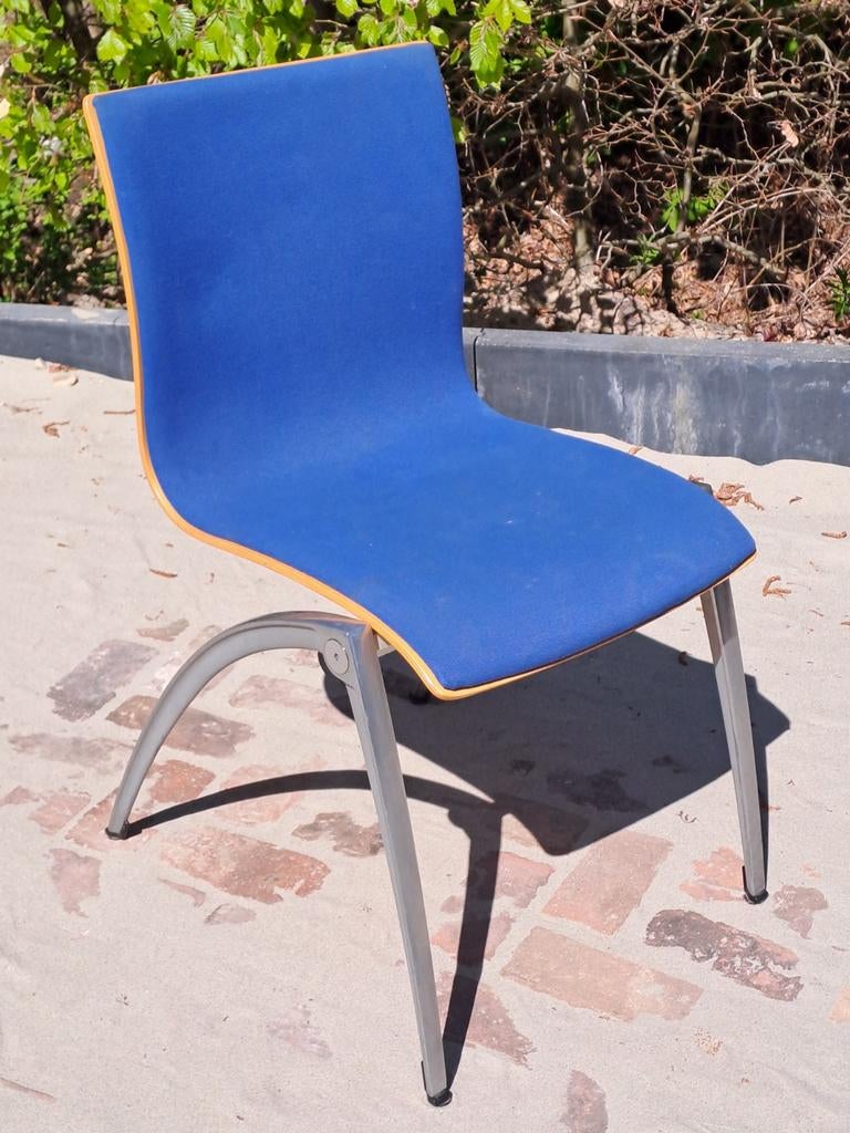 6 x artifort zeno Blauw met hout, Huis en Inrichting, Ophalen, Modern, Stapelbaar, Gebruikt, Blauw