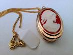 Prachtige vergulde Camee uurwerk ketting-hanger, Verzenden, Zo goed als nieuw, Goud, Overige materialen