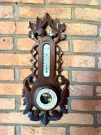 Antieke Barometer met Thermometer - Houtsnijwerk, Ophalen, Gebruikt, Barometer
