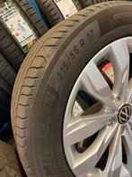 ORIGINELE VOLKSWAGEN VELGEN + BANDEN MICHELIN 5X112 17 INCH, Ophalen, 215 mm, Banden en Velgen, 17 inch