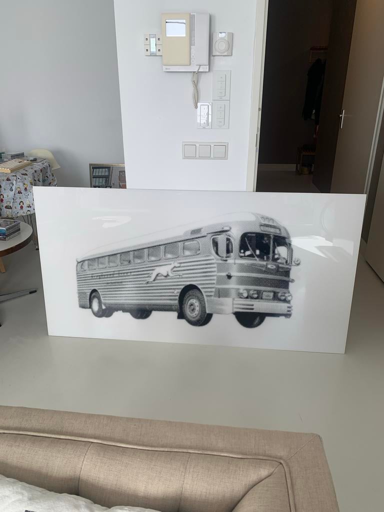 Greyhound Bus wandprent, Ophalen, Gebruikt, 50 tot 75 cm, Print