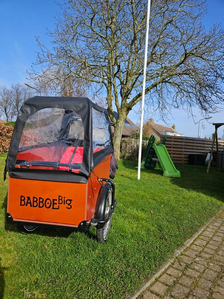 Babboe Big Elektrische Bakfiets | Goede accu | Incl. zitjes, 4 kinderen of meer, Huif, Zo goed als nieuw, Ophalen