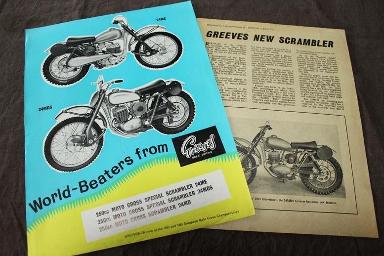 Greeves 250cc Moto Cross Scrambler 1961 24ME verkoopfolder, Motoren, Ophalen of Verzenden, Overige merken