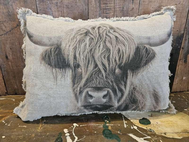linnen kussen``hooglander``WOONWINKEL RUSTIEK, Ophalen of Verzenden, Nieuw, Overige kleuren, Rechthoekig