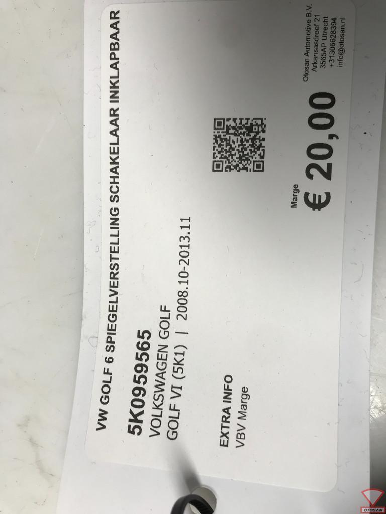 VW Golf 6 Spiegelverstelling Schakelaar Inklapbaar 5K0959565, Gebruikt, Volkswagen, Volkswagen AG, Berliner Ring 2
38440  Wolfsburg, DE