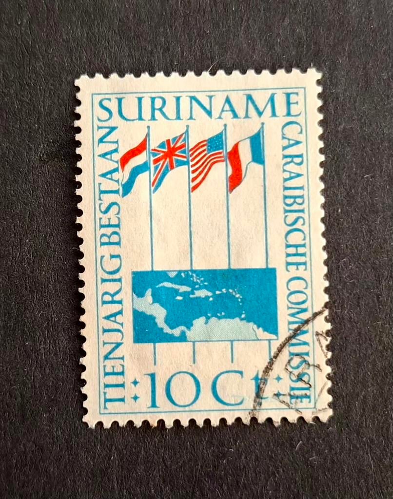 Suriname 1955  325 Caraïbische Commissie 1946-1956, Postzegels en Munten, Ophalen of Verzenden, Gestempeld