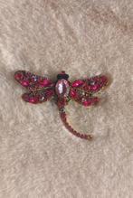 Roze Libelle Broche met Strass, Overige materialen, Nieuw, Ophalen of Verzenden, Roze