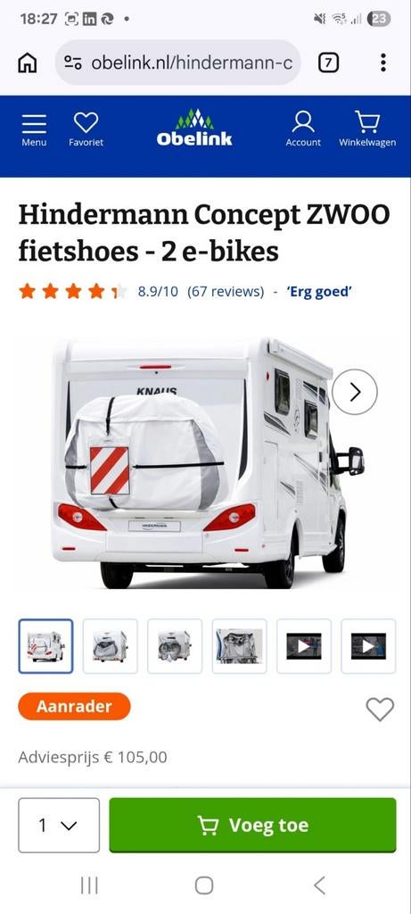 Hindermann Fietshoes voor 2 E-bikes, Ophalen of Verzenden, Nieuw